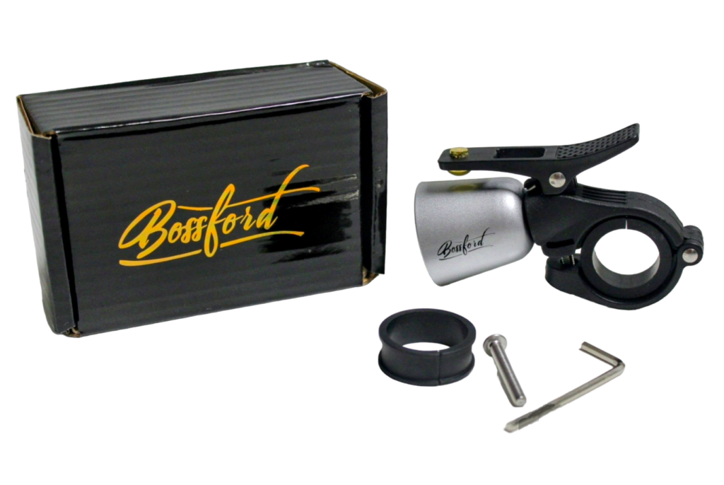 Bossford Fahrradklingel Silber mit Geschenkbox und Zubehör