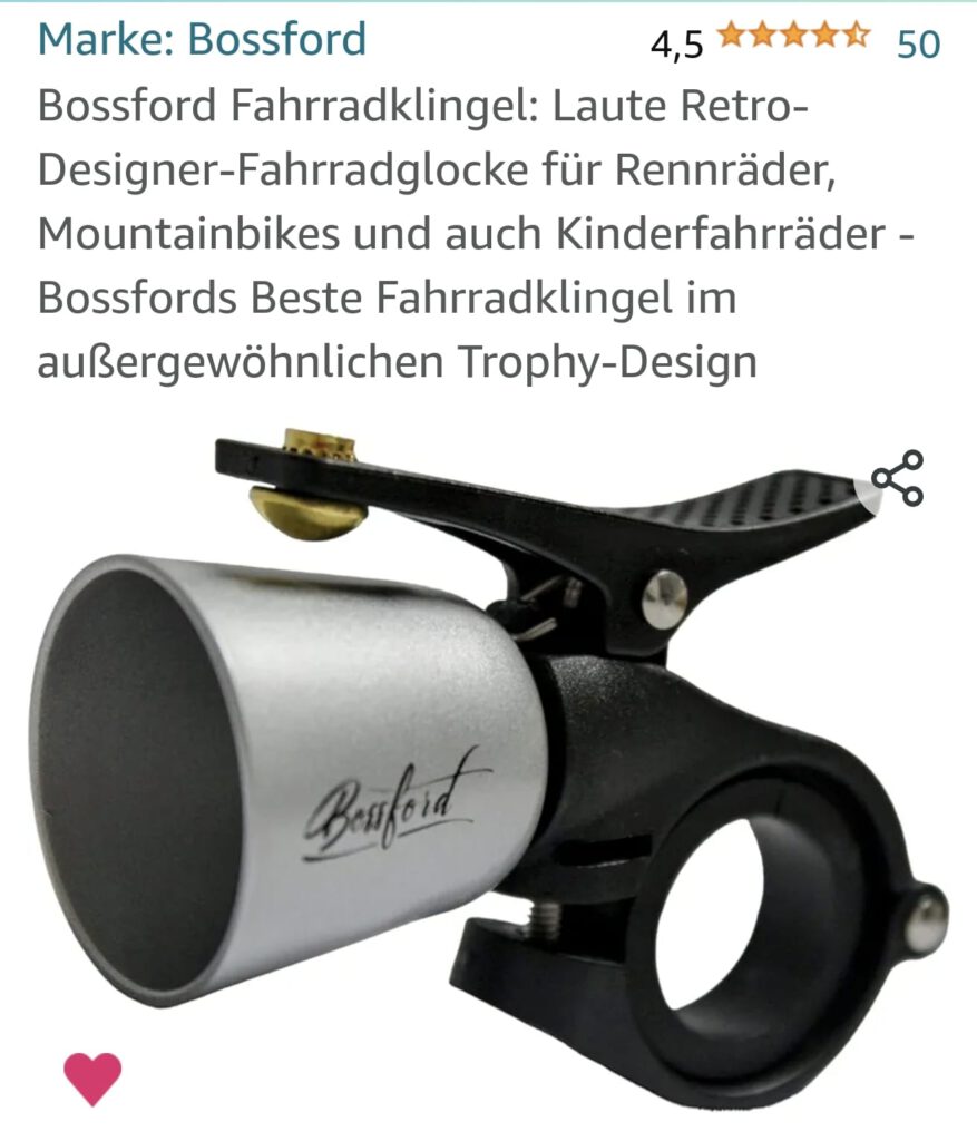 Bossford Fahrradklingel Trophy auf Amazon Silber